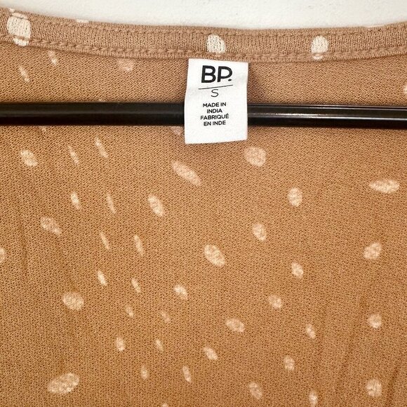 NWT BP Tan Polka Dot Long Sleeve V-Neck Sustainable Dress - Size: S - Picture 4 of 7